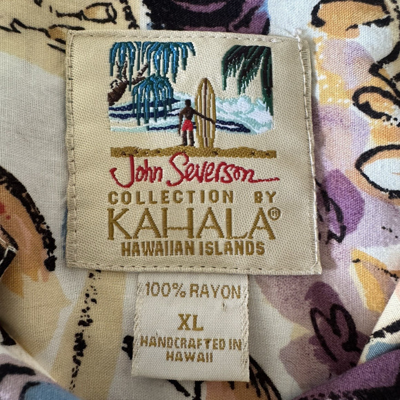 VTG Kahala John Severson Collection Mens Shirt XL Paris Venice Eiffel Tower Wine - Picture 2 of 15